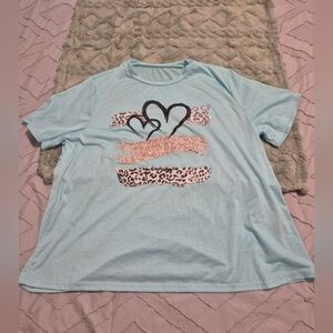 Light Blue Heart Graphic T-Shirt